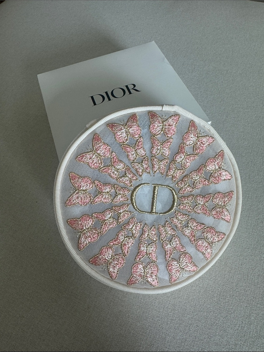 Dior Embroidered Butterfly Mesh Cosmetic Pouch